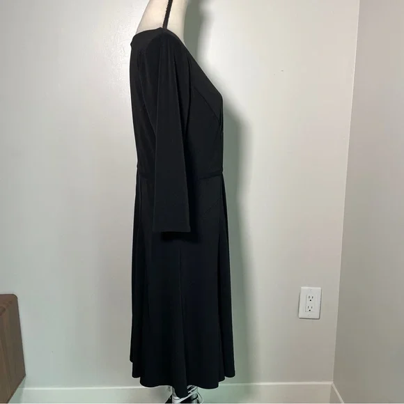 Ann Taylor Black Fit and Flare 3/4 Sleeves Size 10 - Picture 12 of 13